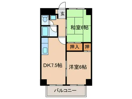 ハイライフひばりヶ丘(2DK/3階)の間取り写真