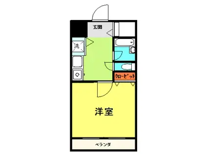 アンビシャス月出(1K/3階)の間取り写真