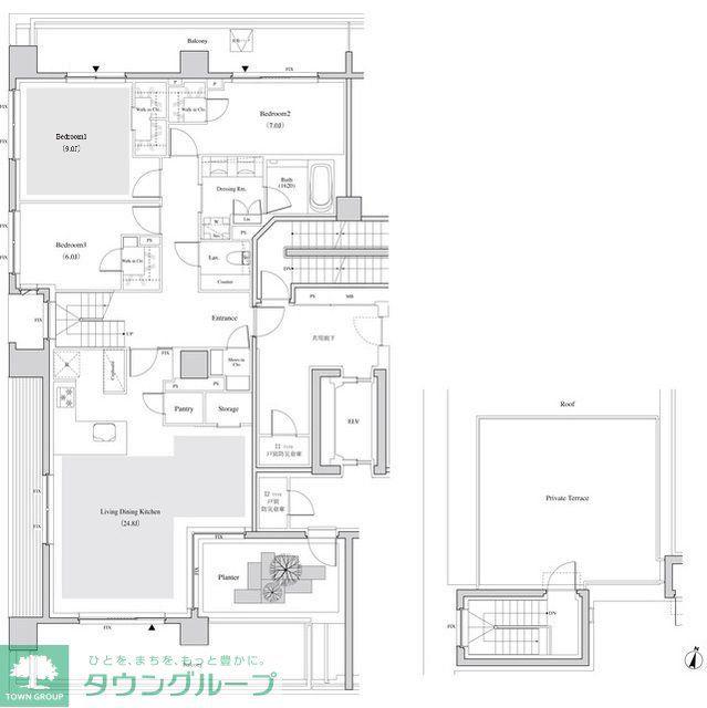 ザ・パークハビオ代々木(3LDK/9階)の間取り写真