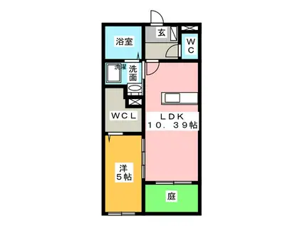 ラシーネ・花水木(1LDK/1階)の間取り写真