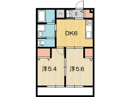 アリエッタヴェルデ(2DK/1階)の間取り写真