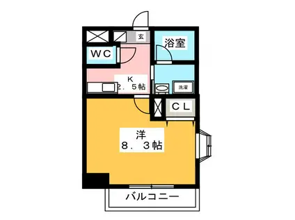 フェリーチェK(1K/2階)の間取り写真