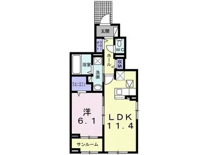 オリバー・ウッド(1LDK/1階)の間取り写真