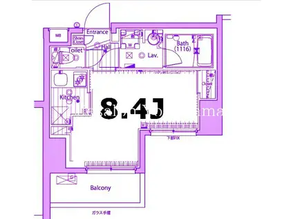 ガーラ新横浜グランドステージ(1K/2階)の間取り写真