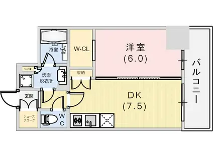 エステムコート神戸元町IIリザーヴ(1DK/10階)の間取り写真