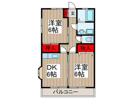 ヴィラプリムローズC(2DK/2階)の間取り写真