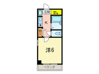 ストゥーディオKS(1K/3階)の間取り写真