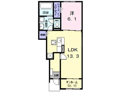 グランディールC 2(1LDK/1階)の間取り写真