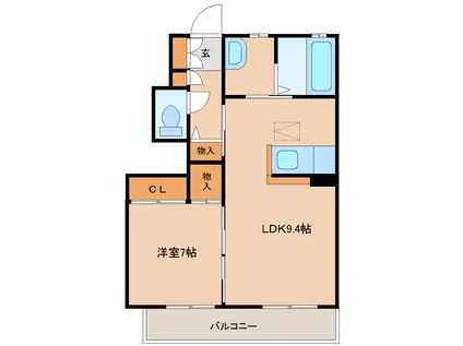 シャーメゾン南宇佐 (1LDK/1階)の間取り写真