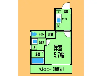 フルセイル相模原(1K/2階)の間取り写真