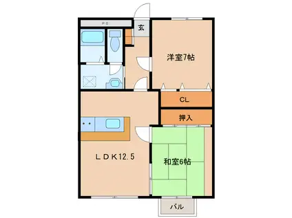 ベルメゾン(2LDK/2階)の間取り写真