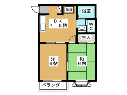 井上コーポ(2DK/1階)の間取り写真