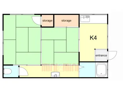 高取ハイツ(2K/2階)の間取り写真