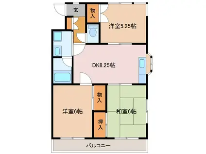 セントラルヴィレッジ(3DK/1階)の間取り写真