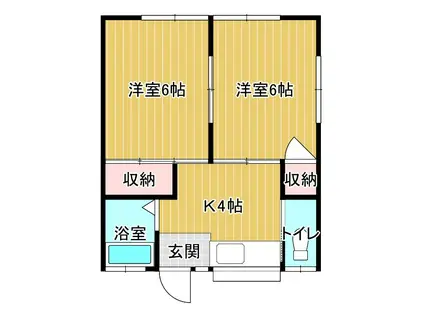 川中ハイツ(2DK/1階)の間取り写真