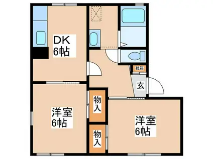 コーポ花水木A(2DK/1階)の間取り写真