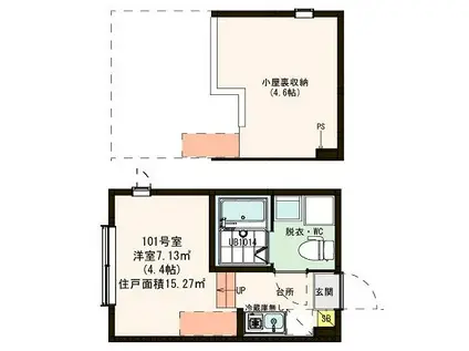 ハーモニーテラス保塚町II(ワンルーム/1階)の間取り写真