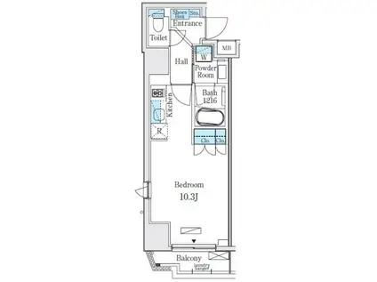 グレイスコート岩本町(ワンルーム/10階)の間取り写真