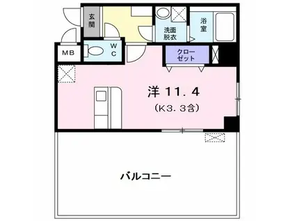 ミニョンメゾンジュジュ(ワンルーム/5階)の間取り写真