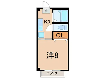 メゾン東浜(1K/1階)の間取り写真