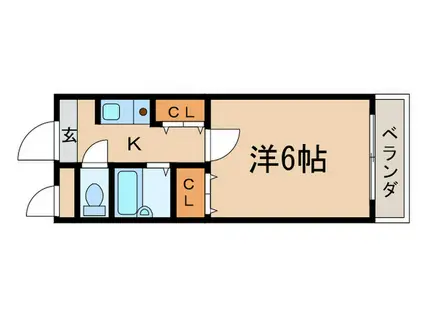 ラ・ヴィータ本町(1K/2階)の間取り写真