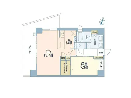 ウメキタテラス(1LDK/2階)の間取り写真