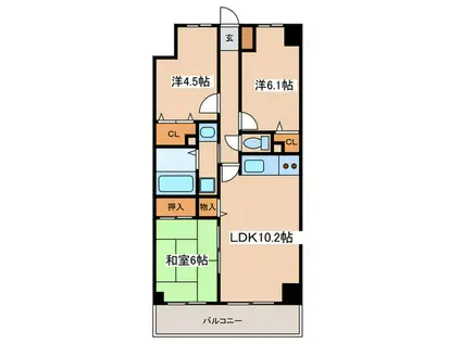 グランドゥール相模(3LDK/1階)の間取り写真