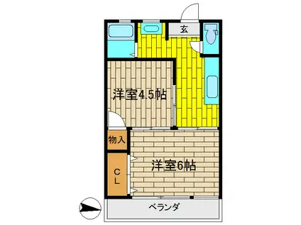 信栄ハイツ(2K/2階)の間取り写真