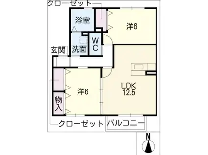 サンクレールT(2LDK/2階)の間取り写真