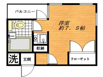 クレスト東が丘(ワンルーム/1階)の間取り写真