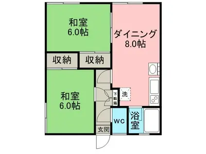 サイトウハイツ2(2DK/2階)の間取り写真