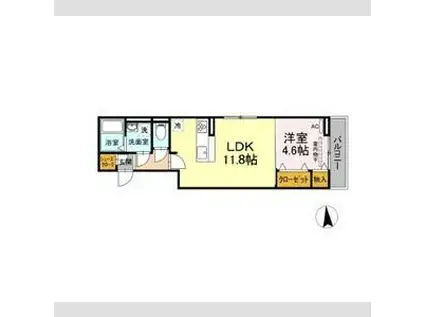 フェリーチェ(1LDK/3階)の間取り写真