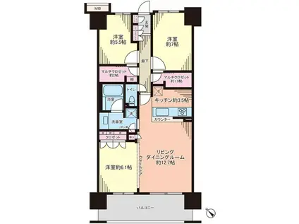 スターコート豊洲(3LDK/16階)の間取り写真