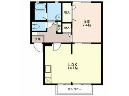 アクアリッチ(1LDK/1階)の間取り写真