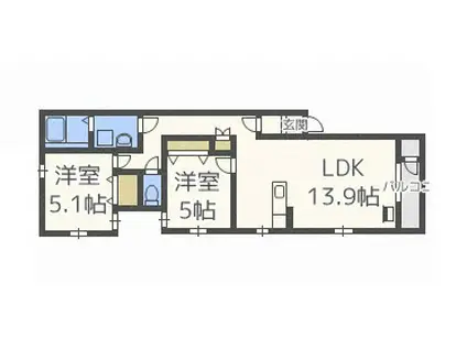 カンパーナ新さっぽろ(2LDK/3階)の間取り写真