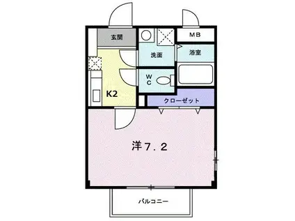 ＪＲ長崎本線 神埼駅 徒歩11分 2階建 築21年(1K/2階)の間取り写真