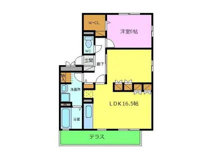 リビングタウンなかもずC棟(1LDK/3階)の間取り写真