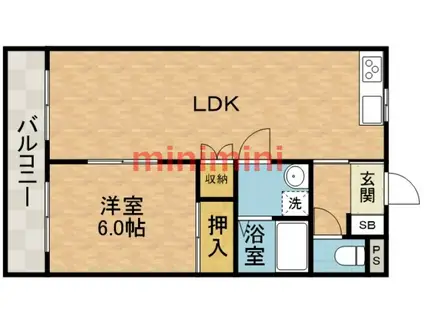 シャトー芥川(1LDK/3階)の間取り写真