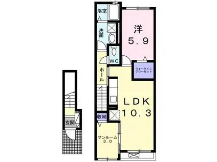 大蔵III(1LDK/2階)の間取り写真