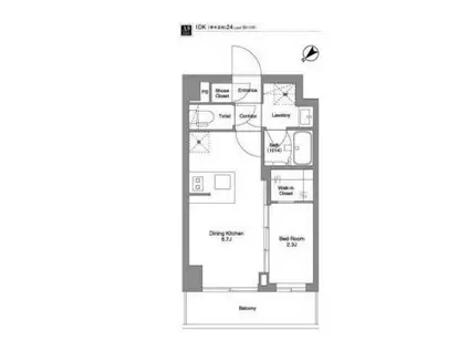 ビーピーアールレジデンスモトマチ ベイ サイド(1DK/4階)の間取り写真