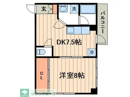 アプトコダマ(1DK/2階)の間取り写真