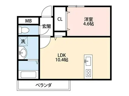 ウィンドヒル御殿山I(1LDK/1階)の間取り写真
