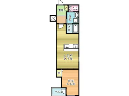 MERVEILLE・三萩野(1LDK/3階)の間取り写真