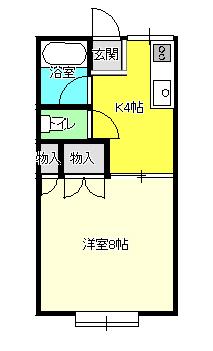 メゾンドールII(1K/2階)の間取り写真