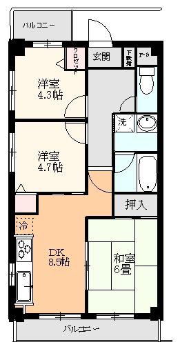 プライム川越南台(3DK/2階)の間取り写真