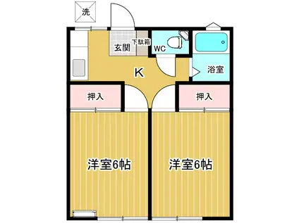 パールハイツ(2K/2階)の間取り写真