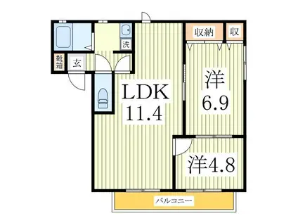 エスポアールM(2LDK/1階)の間取り写真