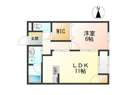 SENSE EST(1LDK/2階)の間取り写真