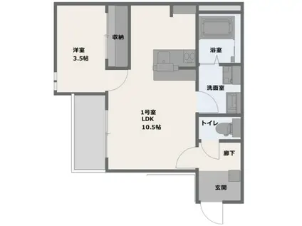 ラグーナ地御前(1LDK/2階)の間取り写真