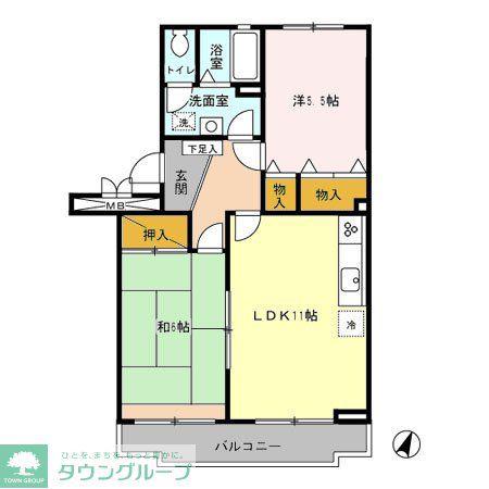 サンルミエール(2LDK/1階)の間取り写真